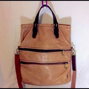 Tan Fossil Explorer Foldover Tote